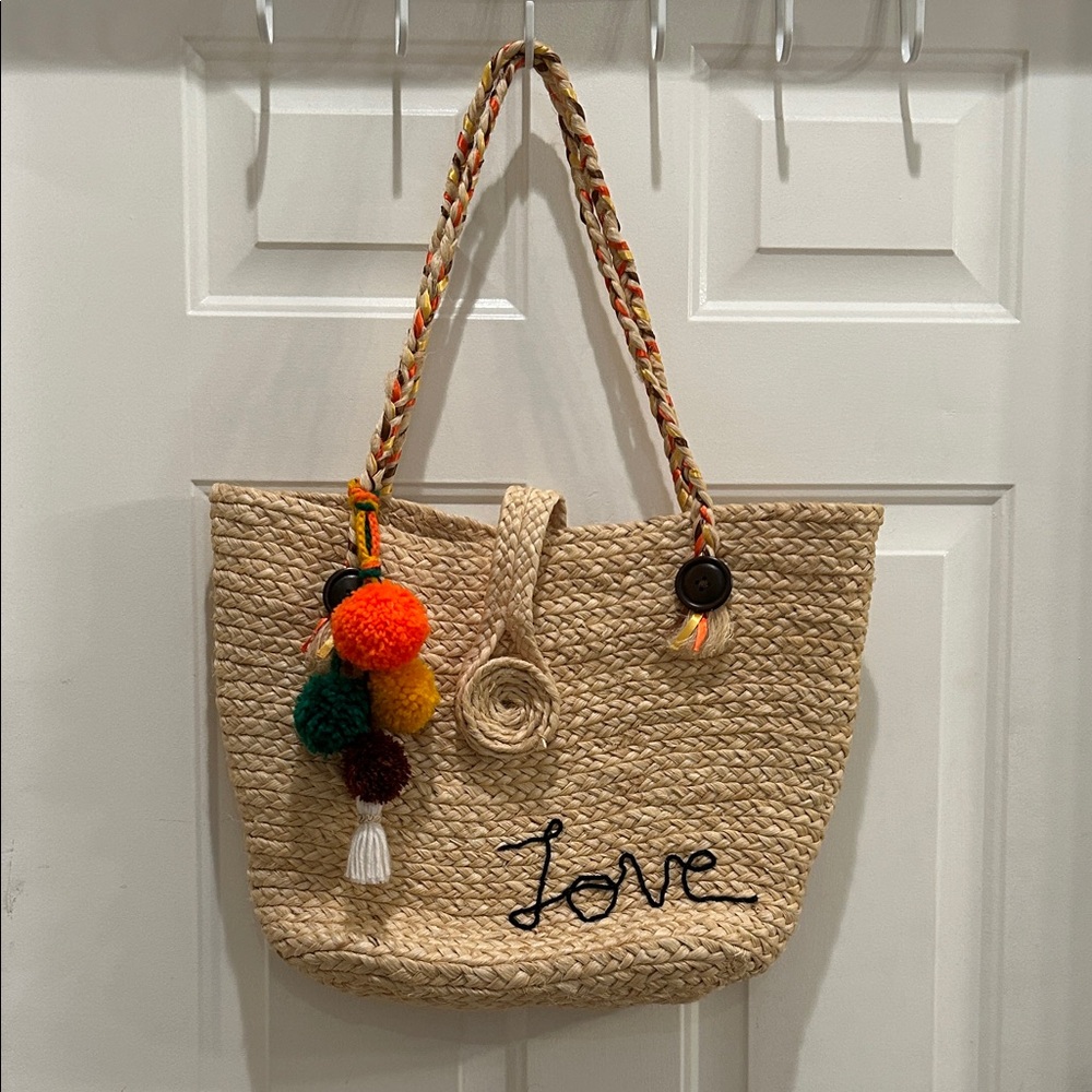 Stylish Woven Tote with Colorful Accents